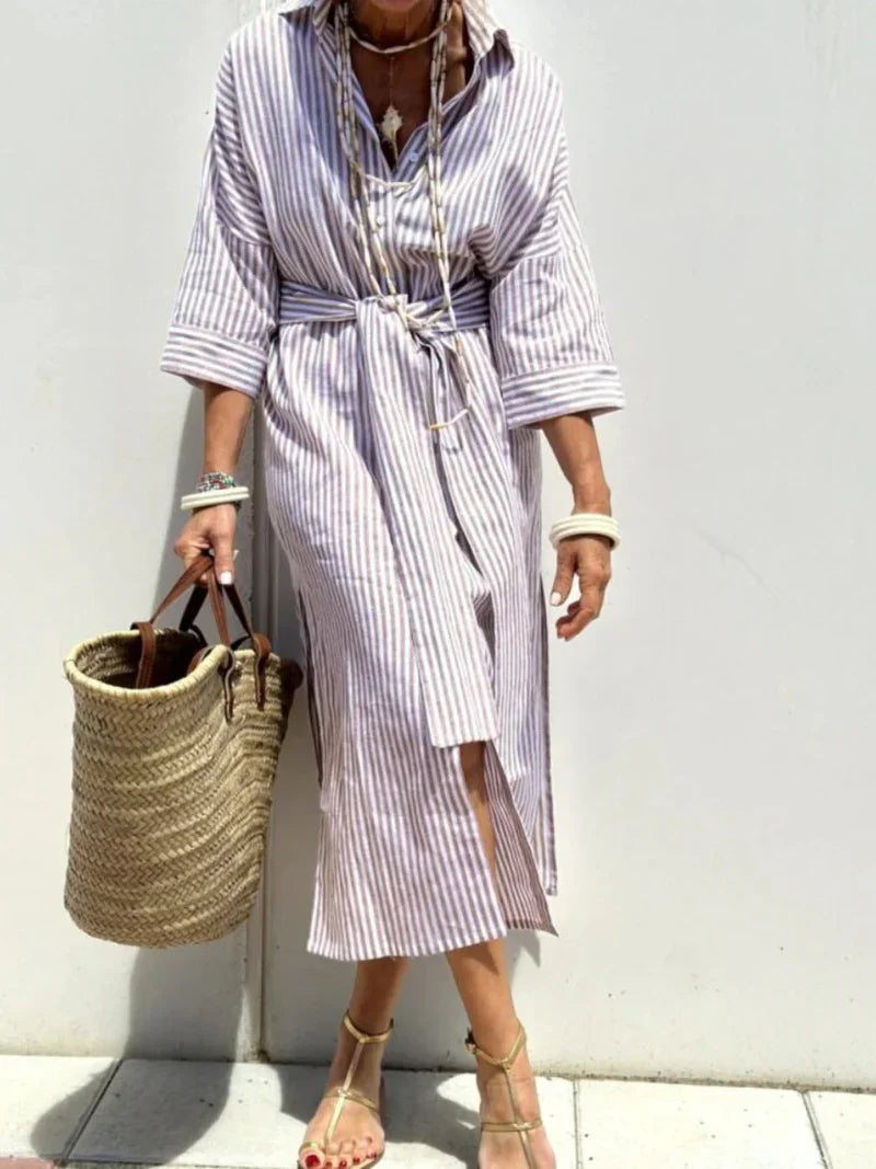 Eliane | Striped Dress with Collar