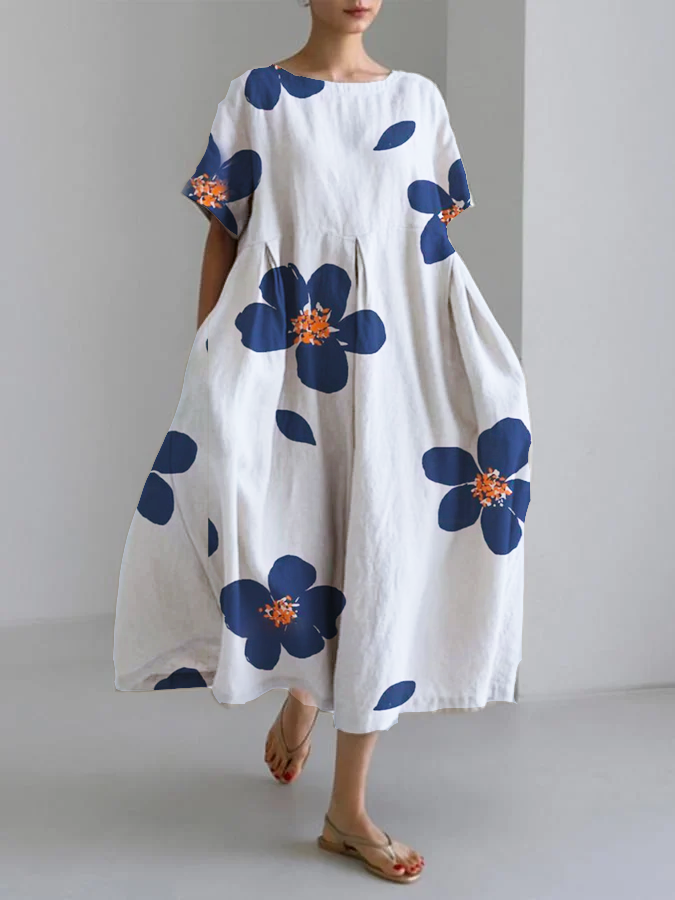 CATHERINE | Long summer dress with bright flowers and soft comfort for sunny days