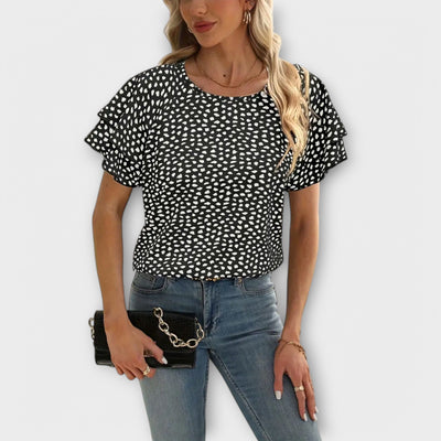 Samantha – Blouse with Ruffle Details and Round Neck