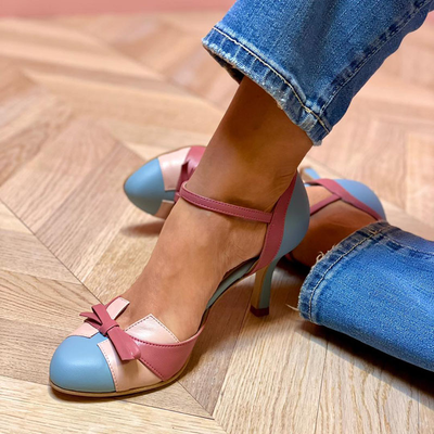 Bellarosa | Colourful sandals with knot and strap, round toe