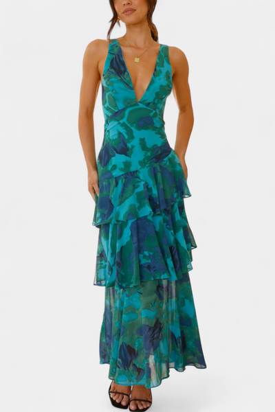 Camylla | V-Neck Dress with Flowing Layers