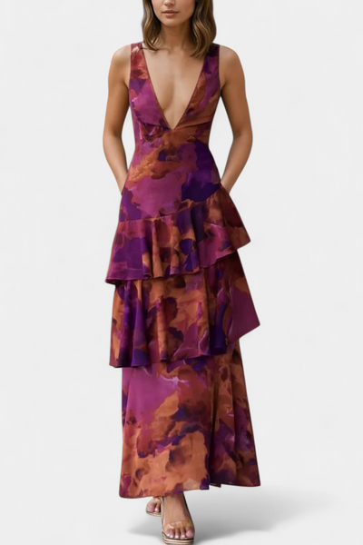 Camylla | V-Neck Dress with Flowing Layers