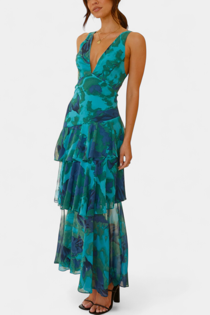 Camylla | V-Neck Dress with Flowing Layers