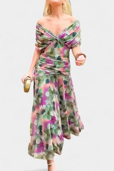 Alondra | Long dress with V-neck and floral design