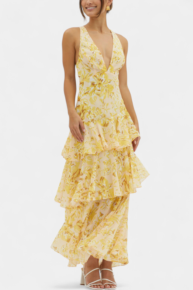 Camylla | V-Neck Dress with Flowing Layers
