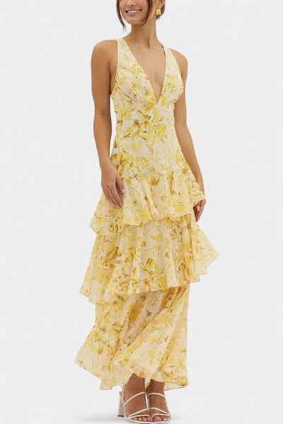 Camylla | V-Neck Dress with Flowing Layers