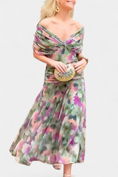 Alondra | Long dress with V-neck and floral design
