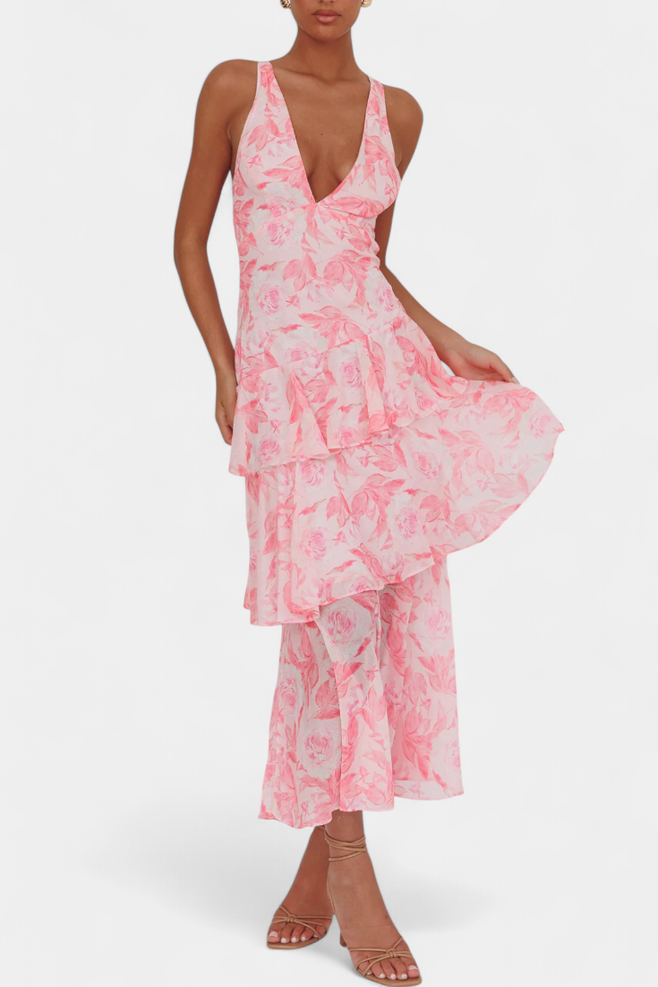 Camylla | V-Neck Dress with Flowing Layers
