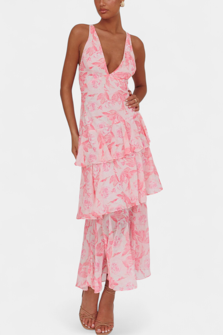 Camylla | V-Neck Dress with Flowing Layers