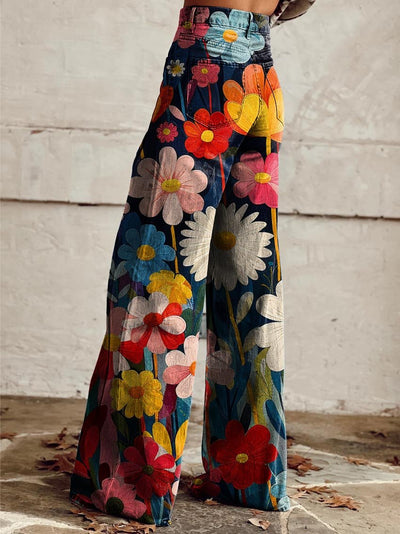 Harper™ - Comfortable Colourful Floral Print Wide Leg Trousers
