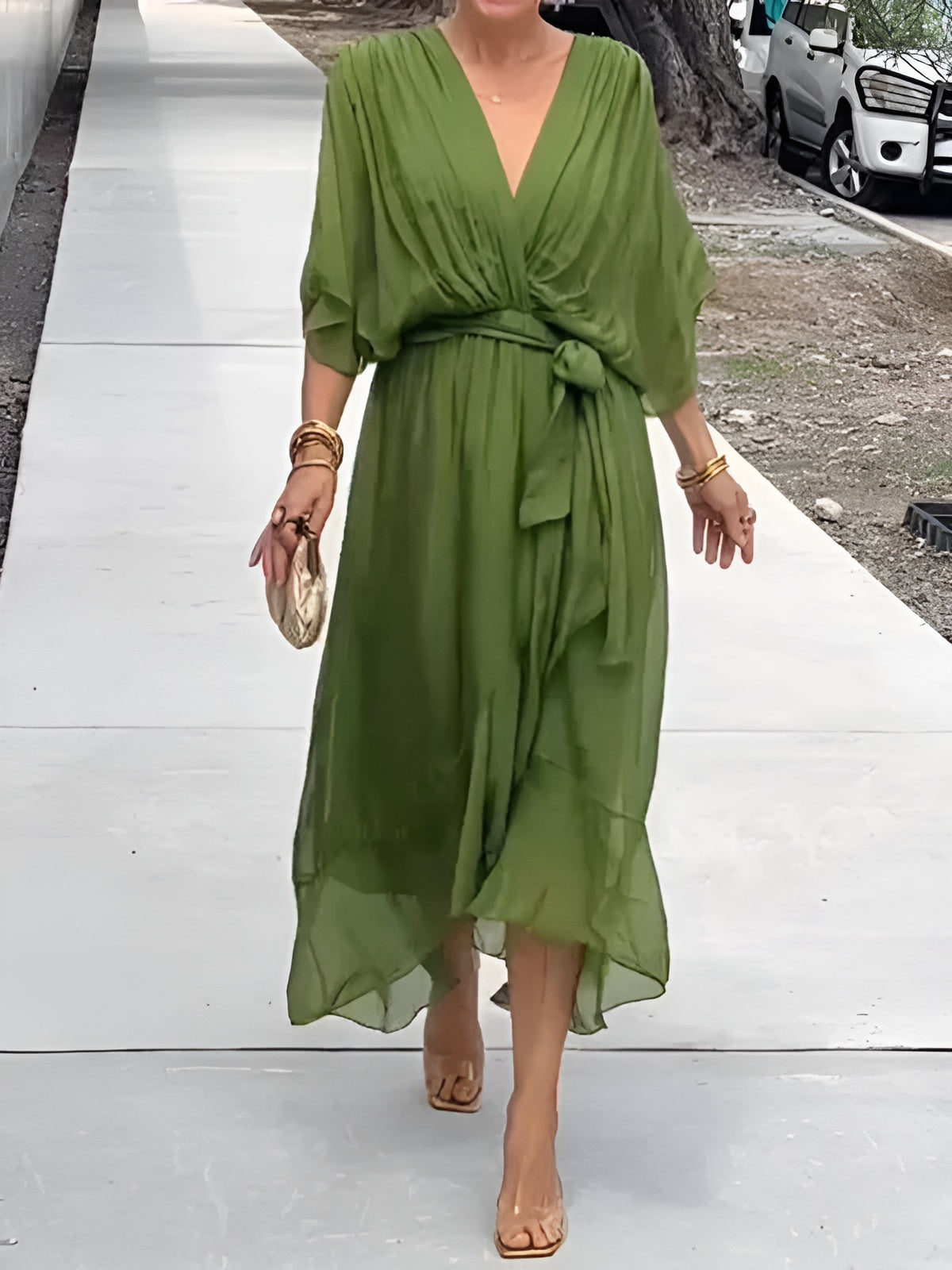 Annie™ | V-neck Chiffon Dress