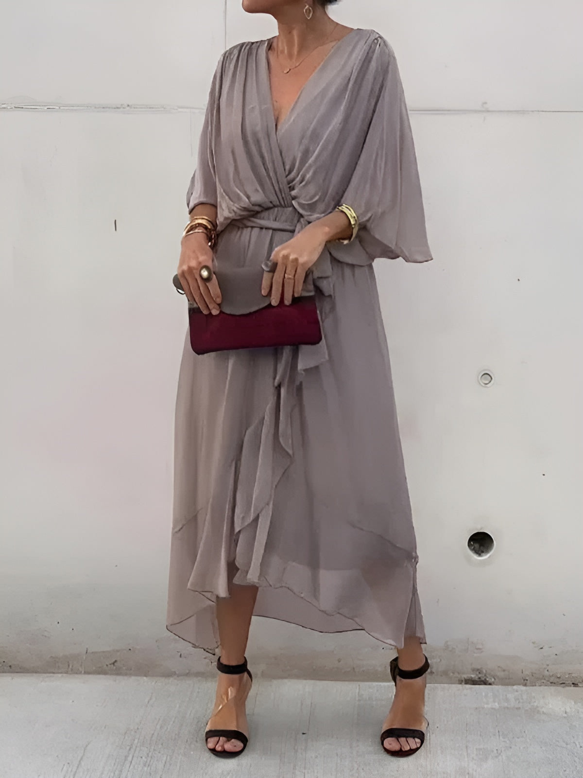 Annie™ | V-neck Chiffon Dress