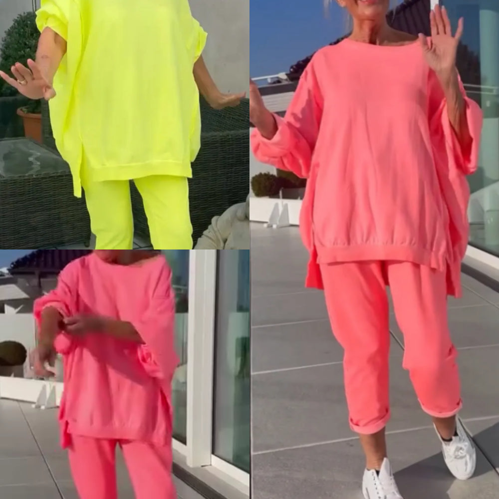 Teressa | Two-Piece Women's Set with Round Neck Top and Trousers
