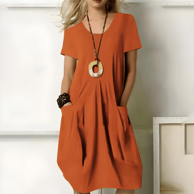 Jessica - Elegant Cotton Dress with Tummy Control
